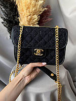 Женская сумка через плечо Chanel, текстильная сумочка шанель черная