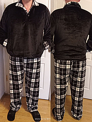 Тепла чоловіча махрова піжама, домашній теплий костюм р. Л (46-48), ХЛ (50-52) чорна