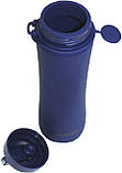 Пляшка для води силікон. Pump 600 мл синя NoZ14638, фото 4
