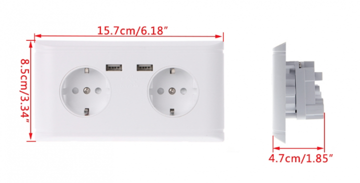 Розетка двойная GNIZDO с 2мя USB портами для зарядки, с заземлением и защитными шторками Белая (G002) - фото 6 - id-p1991028787