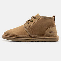 Угги ботинки мужские UGG Australia Neumel коричневые, замшевые с мехом, код MD-0210