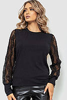 Блуза жіноча в рубчик, колір чорний, 204R07