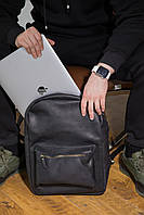 Чоловічий та жіночий міський рюкзак ручної роботи з натуральної вінтажної шкіри чорного кольору. Рюкзак для ноутбука