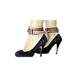 Окови із заклепками БДСМ із натуральної шкіри коричневого кольору Scappa Кайф, фото 5