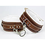 Окови із заклепками БДСМ із натуральної шкіри коричневого кольору Scappa Кайф, фото 3