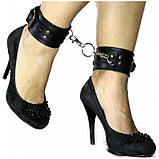 Окови преміум класу БДСМ із натуральної шкіри чорного кольору Scappa Кайф, фото 4