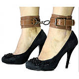 Окови преміум класу БДСМ із натуральної шкіри коричневого кольору Scappa Кайф, фото 5