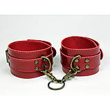 Окови преміум класу БДСМ із натуральної шкіри червоного кольору Scappa Кайф, фото 2