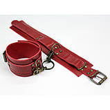 Окови преміум класу БДСМ із натуральної шкіри червоного кольору Scappa Кайф, фото 4