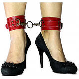 Окови преміум класу БДСМ із натуральної шкіри червоного кольору Scappa Кайф, фото 3