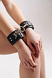 Наручники із заклепками та на ланцюжку БДСМ із натуральної шкіри чорного кольору Scappa Кайф, фото 5