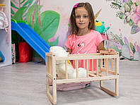 Ліжко для ляльок дерев'яне 44х26х31 см дитяча іграшка з екологічного матеріалу