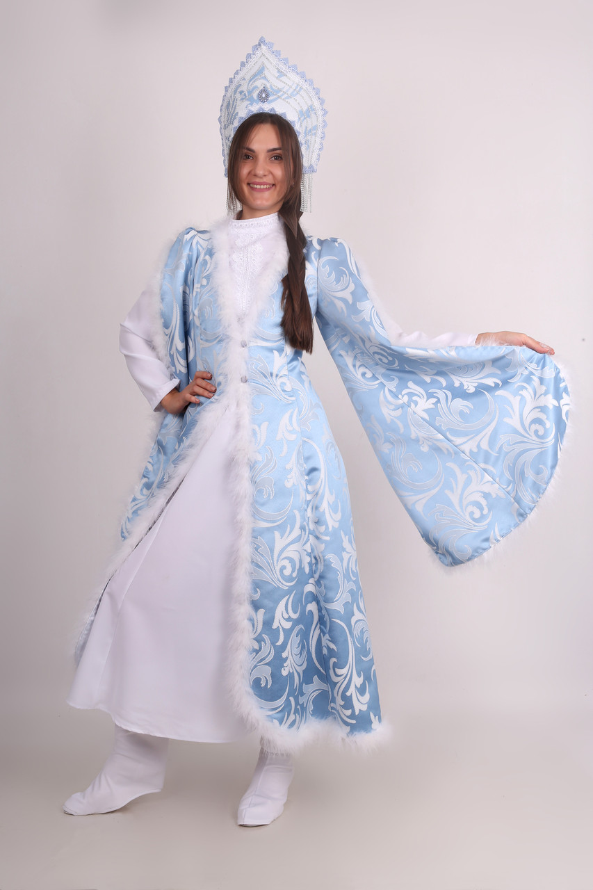 Карнавальний костюм жіночий Зима (Снігуронька) розмір S / M Біло - блакитний