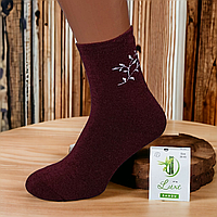 Женские махровые высокие носки Luxe Ветвь, размер 23-25 (36-40 обувь), бордовые, зимние