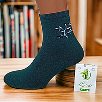 Женские махровые высокие носки Luxe Ветвь, размер 23-25 (36-40 обувь), зеленые, зимние