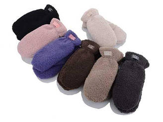 Рукавиці жіночі, всередині хутро, тканина, баранчик, на гумці, Тепло (розмір one size)