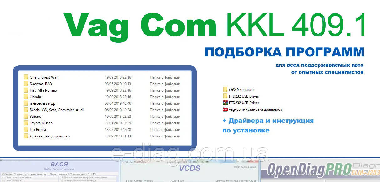 Розширена підібірка програм для к лайн сканера vag com kkl 409.1