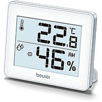Beurer Термогигрометр, внутр. измерение, темп-ра, влажность, время, CR2025х1, в комплекте, белый Baumarpro -