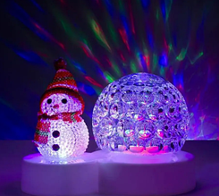 Лампа на підставці куля RGB "Сніговик"