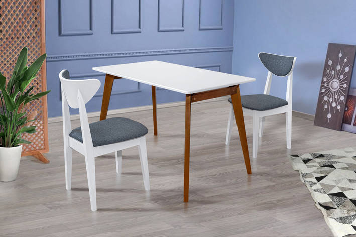 Стіл кухонний нерозкладний Канзас Модуль люкс, колір білий + ясен, фото 1