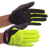 Велоперчатки текстильные с закрытыми пальцами перчатки велосипедные MADBIKE салатовые SK-13: Gsport