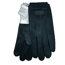 Рукавички чоловічі сенсорні велюрові з хутром осінь-зима розмір 11 чорний