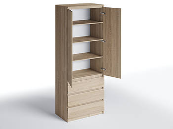 Шафа Дуб сонома без ручок шириною 80 см 4 полиці та 3 шухляди h211*80*50см