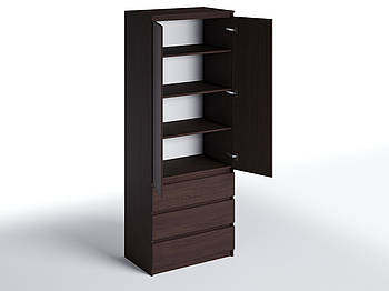 Шафа венге без ручок шириною 80 см 4 полиці та 3 шухляди h211*80*50см