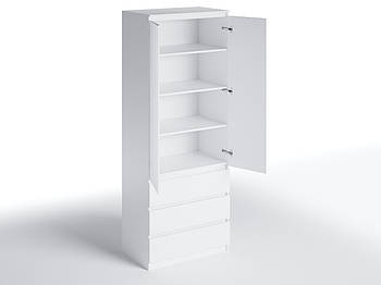 Шафа біла без ручок шириною 80 см 4 полиці та 3 шухляди h211*80*50см