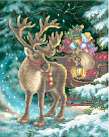 Схема для вышивки бисером Рождественский олень. Цена указана без бисера