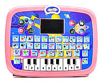 Дитячий планшет ТК Group УКРАЇНСЬКА ОЗВУЧКА LED казка пісні мелодії алфавіт іспит піаніно Рожевий А11289