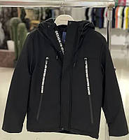 Куртка демисезонная тёплая чёрная на осень/весну для мальчика подростка на рост 134-140-146-152-158-164-170 см