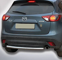 Защита заднего бампера (одинарная нержавеющая труба - одинарный ус) Mazda CX5 (12+)