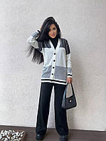 Практичный женский костюм тройка Дилан кардиган, брюки и топ машинная вязка Турция Dmk5782