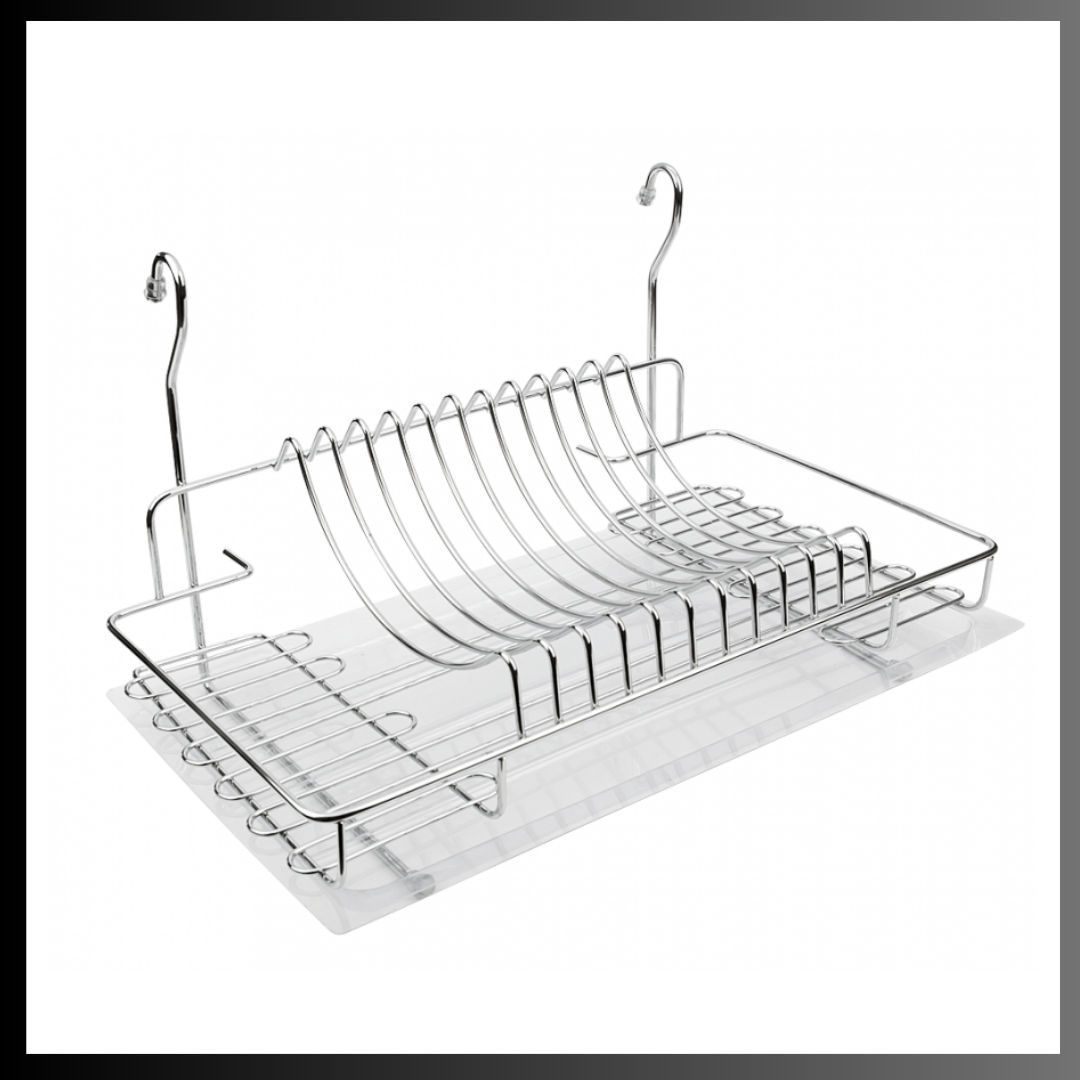 Поличка для посуду, сушка для посуду з кріпленням на рейлінг, колір хром