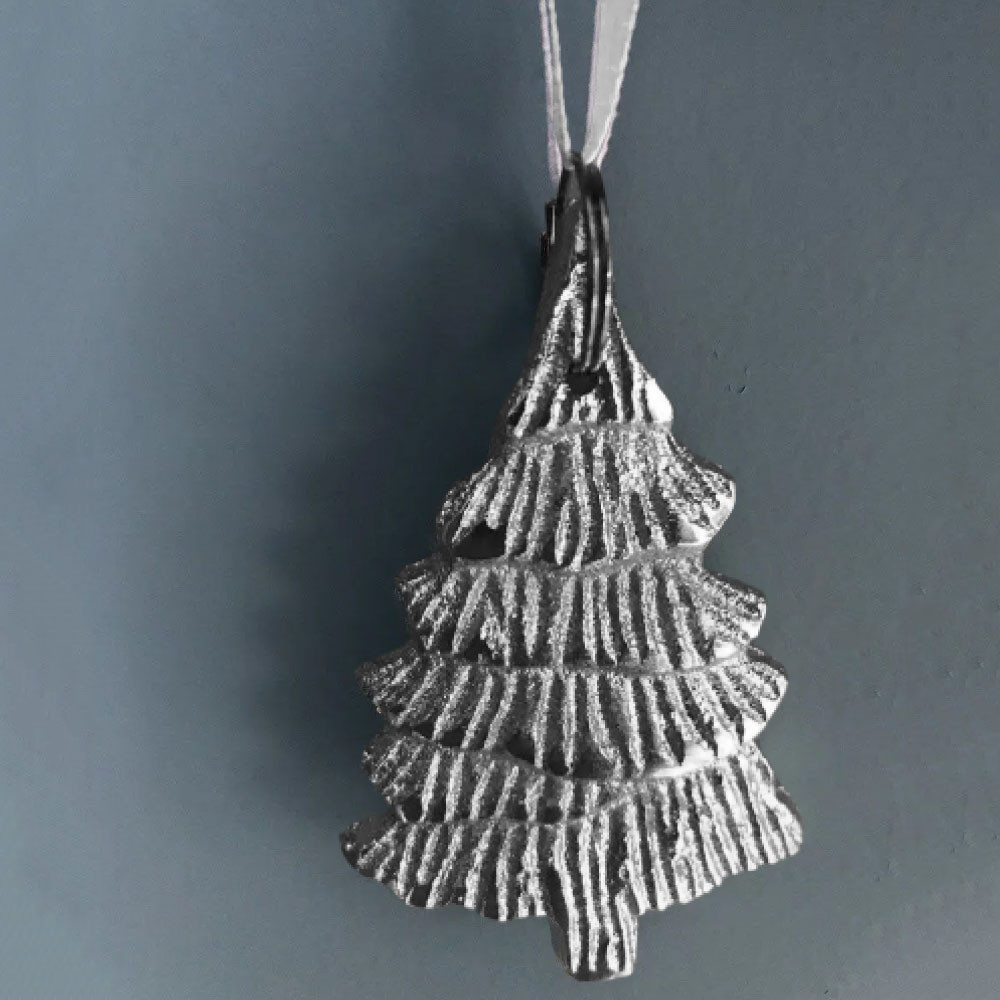Новорічна прикраса на ялинку "Ялинка срібна", 7x4см