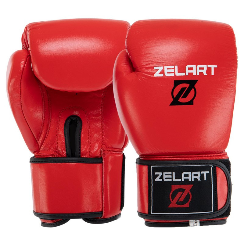 Рукавиці для боксу шкіряні на липучці Zelart Fight Gear 8477 12 унцій Red