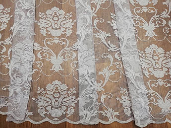 Тюль жакард вензель дамаск білий у зал
