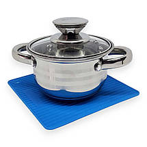 Силіконова підставка під гаряче MagicKitchen двостороння блакитна, фото 3