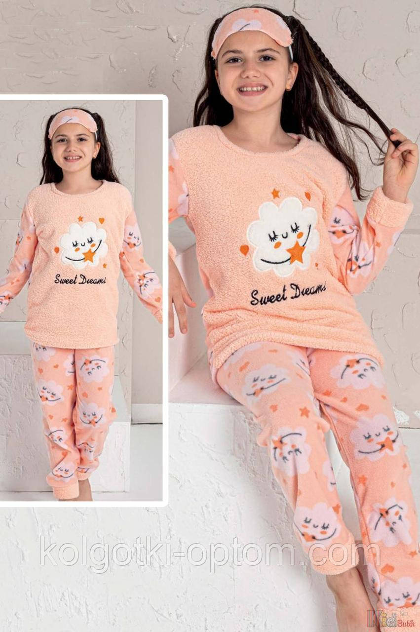 ОПТОМ Упаковка (110-116-122-128) Піжама утеплена персикова Minimoon 1111000017246, фото 1