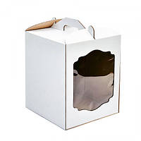 Коробка кондитерська з мікрогофри з вікном для торта 30х25х25см, біла 1487, за 1шт 9081