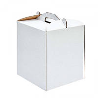 Коробка кондитерская з микрогофры для торта 30х25х25 см, белая (за 1 шт)