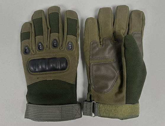 Рукавички на флісі Oakley Олива повнопалі тактичні рукавички із захистом кісточок, фото 2