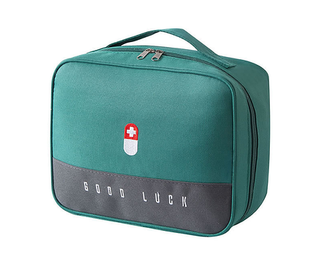 Органайзер-сумка для ліків "GOOD LUCK". Розмір 25х20х13,5 см. Зелена, фото 2