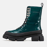 Женские ботинки BOTH Gao High Boots Green, зелёные кожаные боты Боз Гао