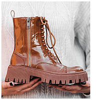 Женские ботинки Balenciaga Boots Tractor Brown, коричневые кожаные боты баленсиага трактор баленсияга