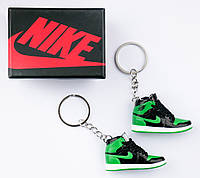 Мини обувь, фингер шузы, брелок Nike AIR Jordan Blk Green + коробка Black