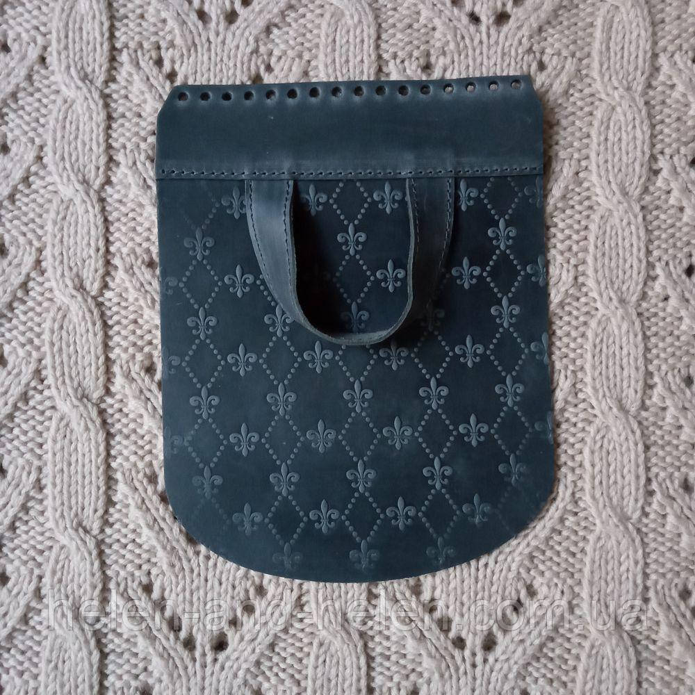 Клапан для рюкзака "Лілії". Колір Джинс (Бірюза), фото 1