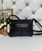 Небольшая женская сумка через плечо сумочка стильная черная экокожа