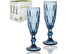 Набір келихів для шампанського 6шт Грані кобальт 200мл 9454 ТМ SNT